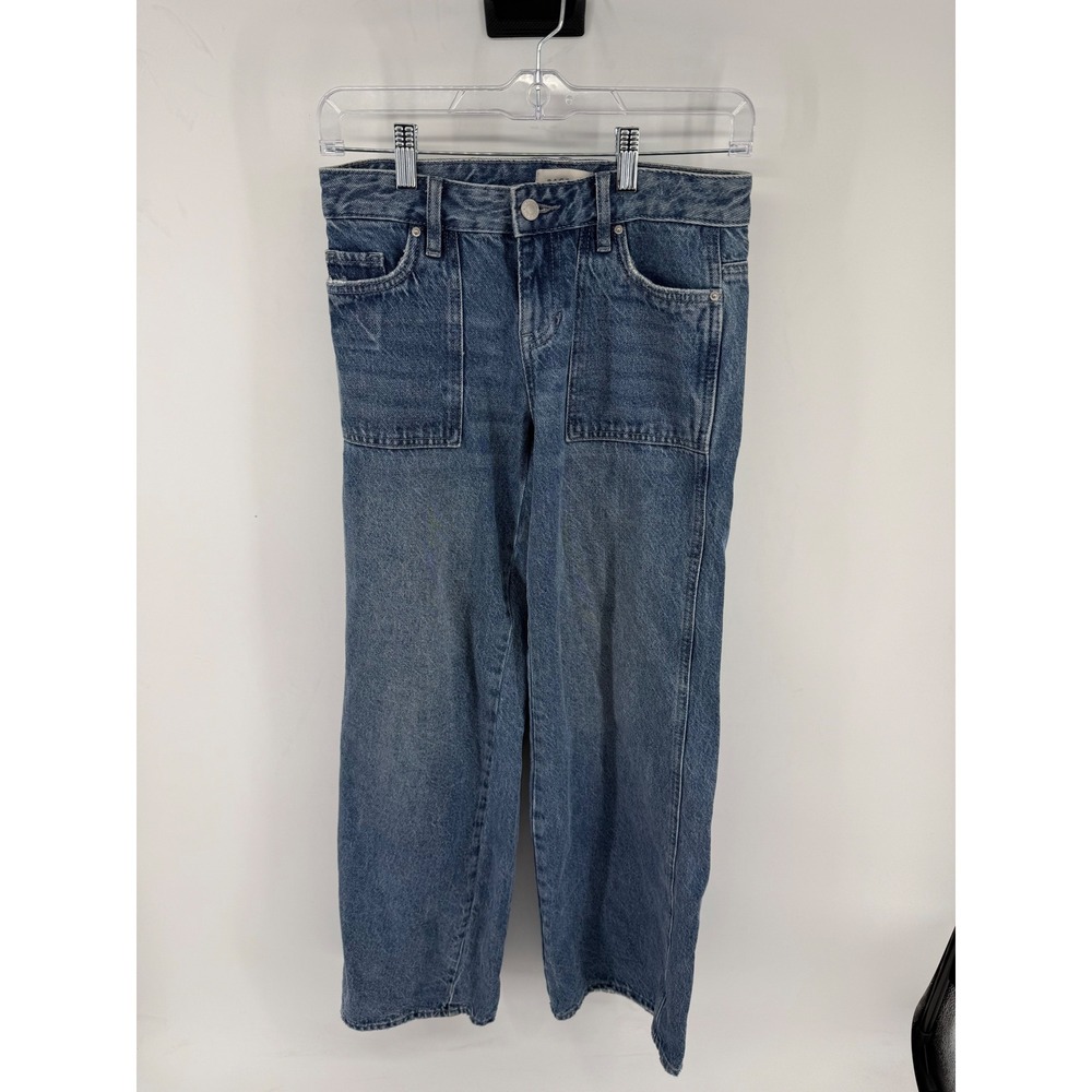 PacSun High Waisted Baggy Jeans Blue Medium Wash Patch Pocket Denim Size 27